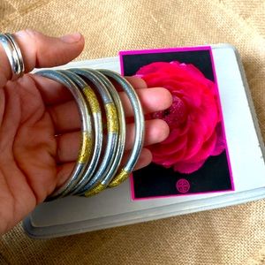 Set of 5 BuDhaGirl All Weather Bangles. Bracelets. Medium